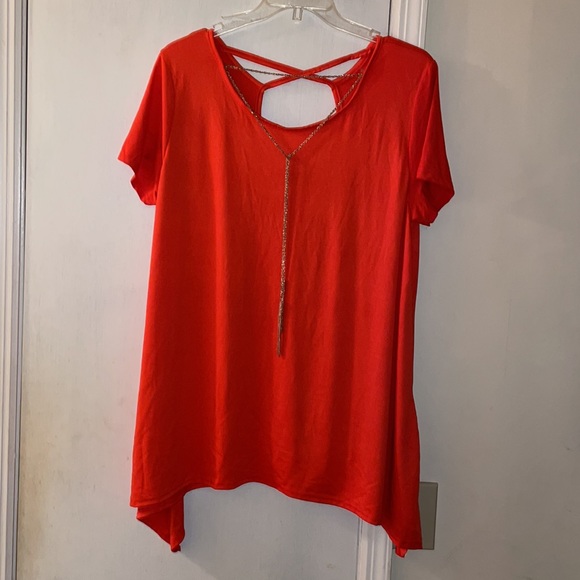 Rouge! Tops - Rouge! shark bite orange blouse 4X